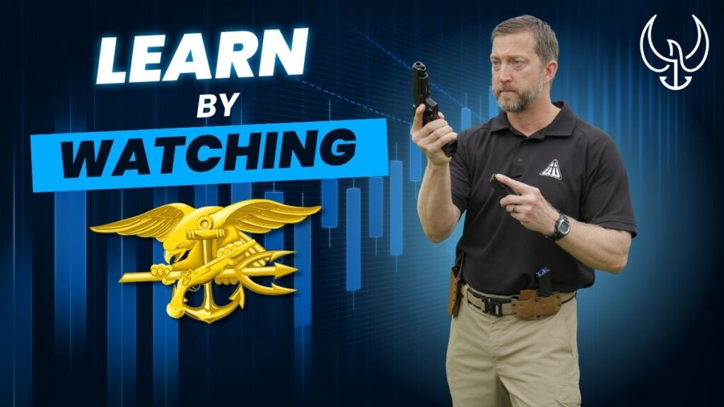Image of Chris Sajnog teaching shooting with text that says, Learn by Watching